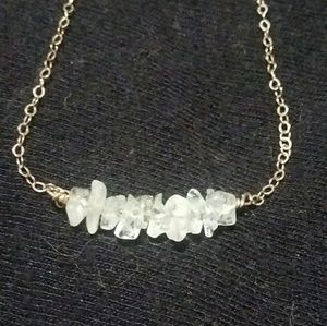 sterling silver rough aquamarine bar necklace